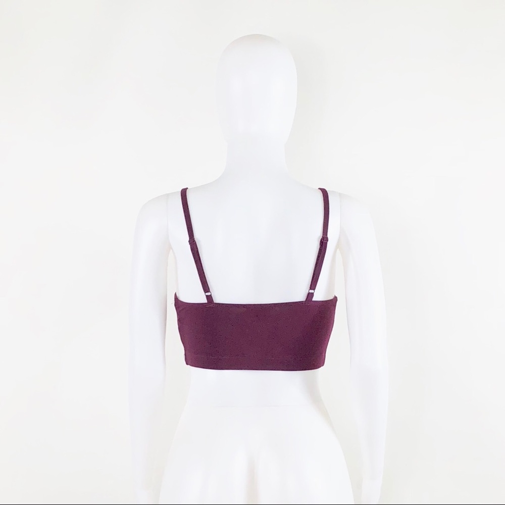 NWOT Wine Strappy Criss Cross Caged Bra Crop Top - Picture 5 of 7